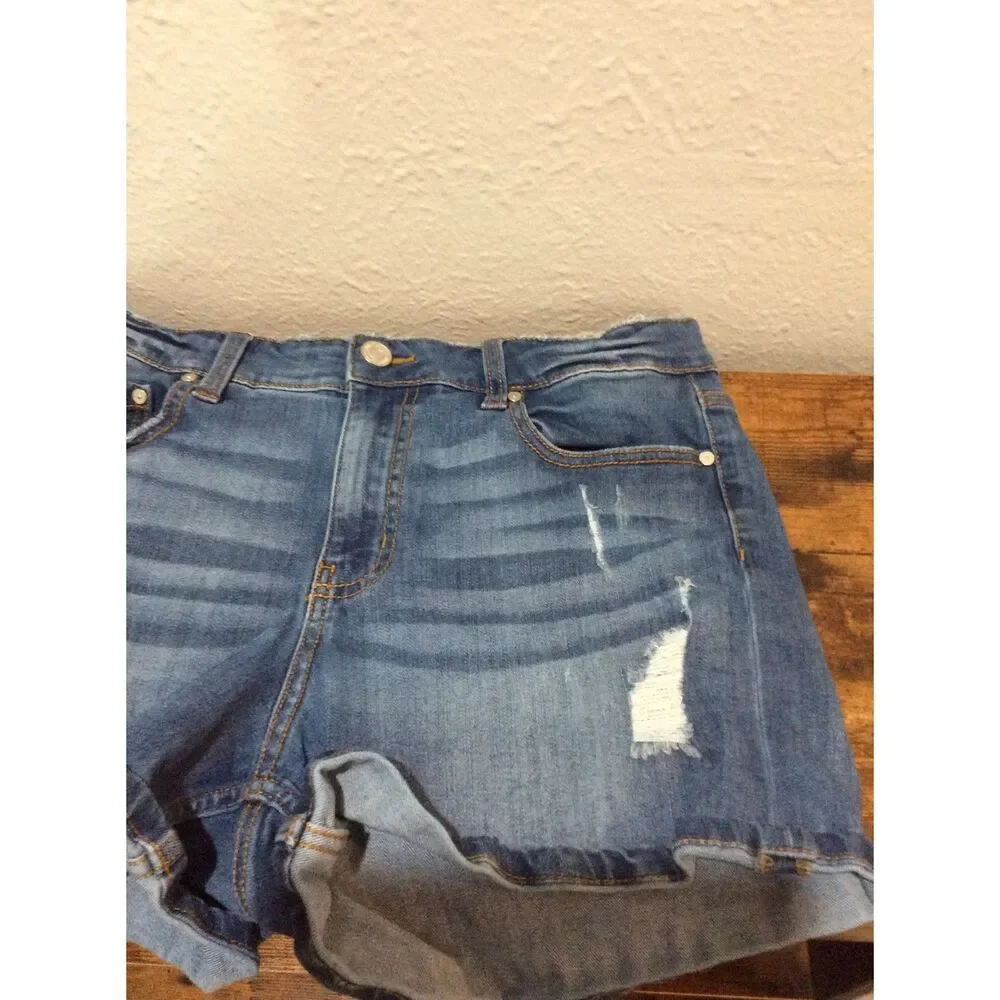 Garage Denim shorts Size 1 juniors stretch distressed retro high waist